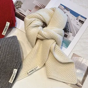 Cozy Polyester Chunky Knit Neck Warmer Scarf Autumn Winter Warm Small Thick Needle Cable Knitted Mini Bib Scarf For Men Women