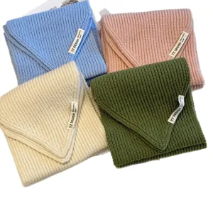 2025 Winter Cute Knit Scarf Soft Warm Short Neck Warmer Thick Knitted Solid Color Scarf