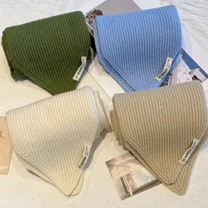 Solid color knitted short scarf, cozy warm winter wool neck warmer for women style.