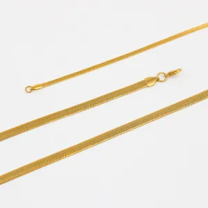 Minimalist gold stainless steel flat herringbone snake bone chain necklace for women chic choker