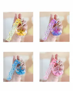 Cute Starfish Shell Liquid Quicksand Keychain Acrylic Floating Bottle Bag Pendant