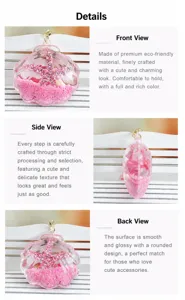 Acrylic liquid quicksand starfish keychain detail, cute shell charm bag pendant ornament.