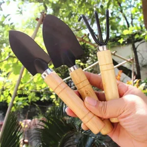 Mini Garden Tool Kit Wood Handle Iron Shovel Rake Spade For Indoor Potted Plants Succulents Planting Soil Loosening Tools