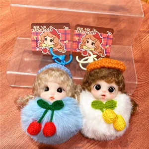 Schattige prinses pop pluche sleutelhanger pluche pompon tas hanger schattige sleutelhanger