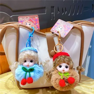 Schattige slapende prinses pluche pop sleutelhanger pluizige pompon tas charm voor dames.