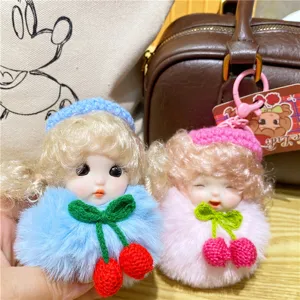 Schattige slapende prinses pluche pop sleutelhanger pluizige bal tas charm voor vrouwen en meisjes