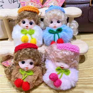 Schattige slapende prinses pop pluche sleutelhanger, pluizige pompon handtas hanger.