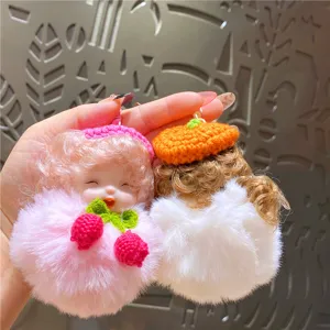 Schattige pluche pop sleutelhanger, zachte donzige pompon tas charm, leuke baby hanger.
