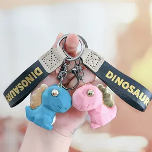 Schattige geometrische dinosaurius paar sleutelhanger hanger tas charm auto accessoires metaal