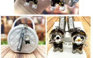 Süßer Astronaut Flüssigkeit Treibflasche Schlüsselanhänger mit glitzernden Sternen und Band.