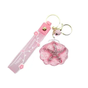 Creative starfish floating bottle acrylic liquid quicksand keychain cute bag charm gift