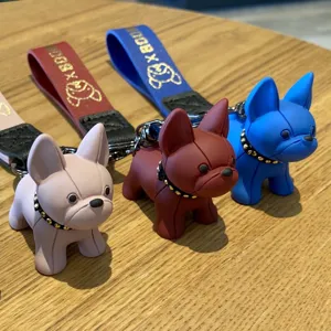 Hars Franse bulldog sleutelhanger schattige puppy tas hanger koppel accessoire auto sleutel