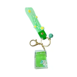 Groene eenhoorn vloeibare drijvende fles sleutelhanger met melkdoos hanger, schattig.
