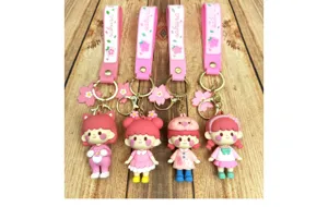 Schattige sakura meisje sleutelhanger set cartoon rugzak hanger vier stuks accessoires.