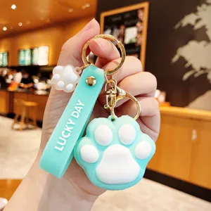 Cute cat paw keychain for women, aesthetic cute acrylic and silicone keyring for bag.