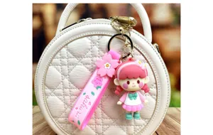Schattige kersenbloesem meisje sleutelhanger roze hanger tas charm accessoire cadeau
