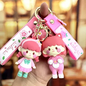 Leuke Cartoon Kersenbloesem Meisje Sleutelhanger Siliconen PVC Tas Hanger Autosleutelhanger Kawaii Anime Accessoires Cadeau