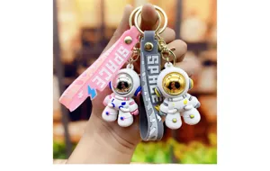 Schattige cartoon astronaut sleutelhanger siliconen koppel tas charm auto sleutelhanger