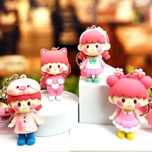 Schattige kersenbloesem meisje sleutelhanger, roze cartoon pop tas hanger cadeau.
