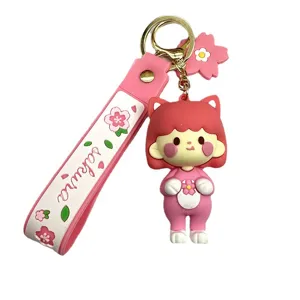 Roze Sakura meisje sleutelhanger schattige cartoon pop tas hanger koppel cadeau accessoire item