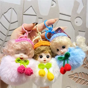 Schattige slapende prinses pop sleutelhanger, pluizige pompon tas hanger voor dames leuk