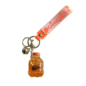 Creatieve vloeibare driftfles sleutelhanger schattige cartoon tas auto hanger sleutelhanger