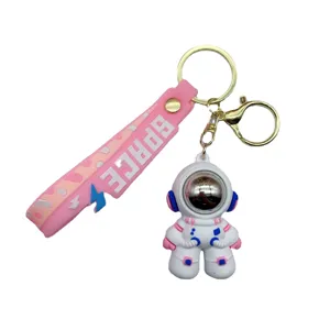 Schattige kleurrijke astronaut sleutelhanger siliconen tas charm auto ring hanger accessoire