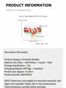 Set di braccialetti natalizi con ciondoli a forma di Babbo Natale e renne in perline d'argilla.