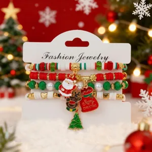 Set di Braccialetti di Natale per Donna Fatto a Mano in Argilla Polimerica Con Babbo Natale Renna Pupazzo di Neve Gioielli Festivi