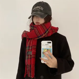 Écharpe écossaise rouge toucher cachemire hiver chaud confortable élégant accessoire de mode