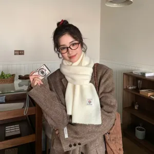 Winter Warm Wool Blend Scarf Fashion Solid Color Neck Protection Casual Scarf