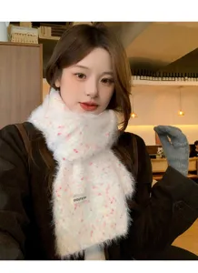 Estilo coreano bufanda suave cálida de visón sintético con caramelos de colores mujeres.