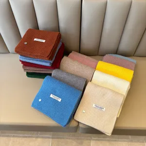 Solid color cozy wool blend knitted winter scarf, thick warm neck warmer for daily wear.