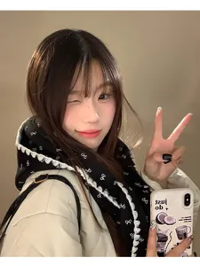 Écharpe à capuche imprimé nœud style coréen femme automne hiver mignon chaud tricoté