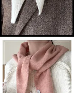 Cozy knitted scarf detail shot, warm wool blend texture, soft everyday winter accessory.