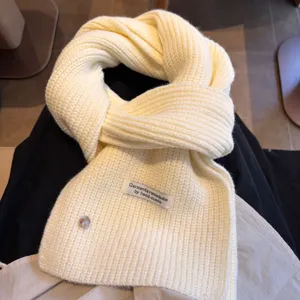 Cozy yellow knit scarf for winter warmth, thick soft wool blend winter warm neck wrap for couples.