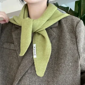 Solid Color Knitted Triangle Scarf Wool Blend Soft Warm Headscarf Fashion Casual Neck Wrap For Women Daily Accessories