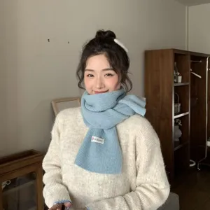 Blue knit winter scarf for women, cozy thick warm soft neck warmer soft cozy winter wear.