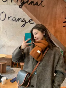 Cozy winter solid color knit scarf for women and men, soft warm versatile neck wrap accessory.