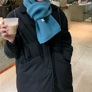 Chic winter solid color knitted scarf for women and men, warm and cozy Korean style neck warmer.