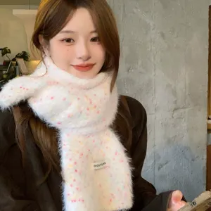 Bufanda de invierno suave y cálida de felpa peluda colorida coreana para mujeres moda