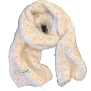 Bufanda suave de piel sintética con puntos de colores estilo coreano para mujer invierno