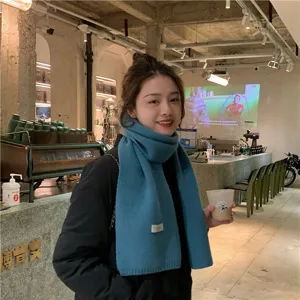 Cozy winter knitted scarf for women, solid color stylish warm neck warmer for daily wear.