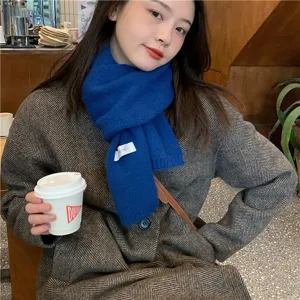 Cozy winter knitted scarf for women, solid color stylish warm neck warmer for daily wear.