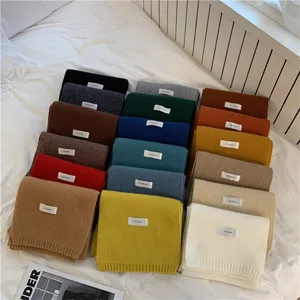 Korean style solid color knit scarf winter warm cozy fashion multi color casual neckwear