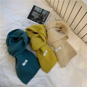 Winter solid color knitted warm scarf, versatile thick cozy fashion neck warmer for daily wear.