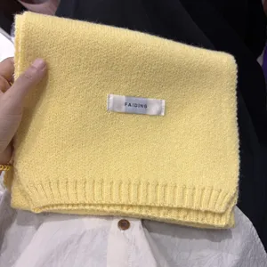 Soft yellow knitted scarf for women and men winter solid color warm cozy stylish neck warmer