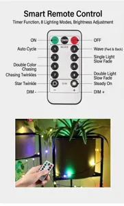 Detailed remote control guide for LED string lights with 8 flashing modes and timer settings