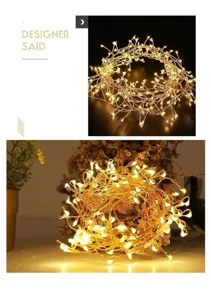 Warm glowing LED copper wire fairy lights creating a cozy romantic atmosphere detail