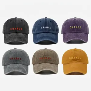 Retro-Baseballkappe aus gewaschener Baumwolle mit CHANCE-Stickerei, erhältlich in sechs Farben